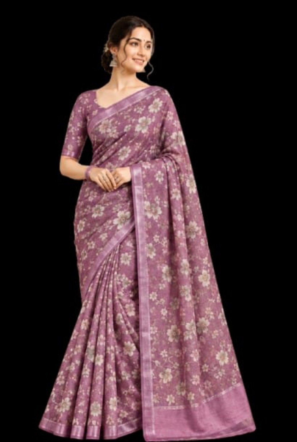 LABH SHREE lilac printed saree with blouse