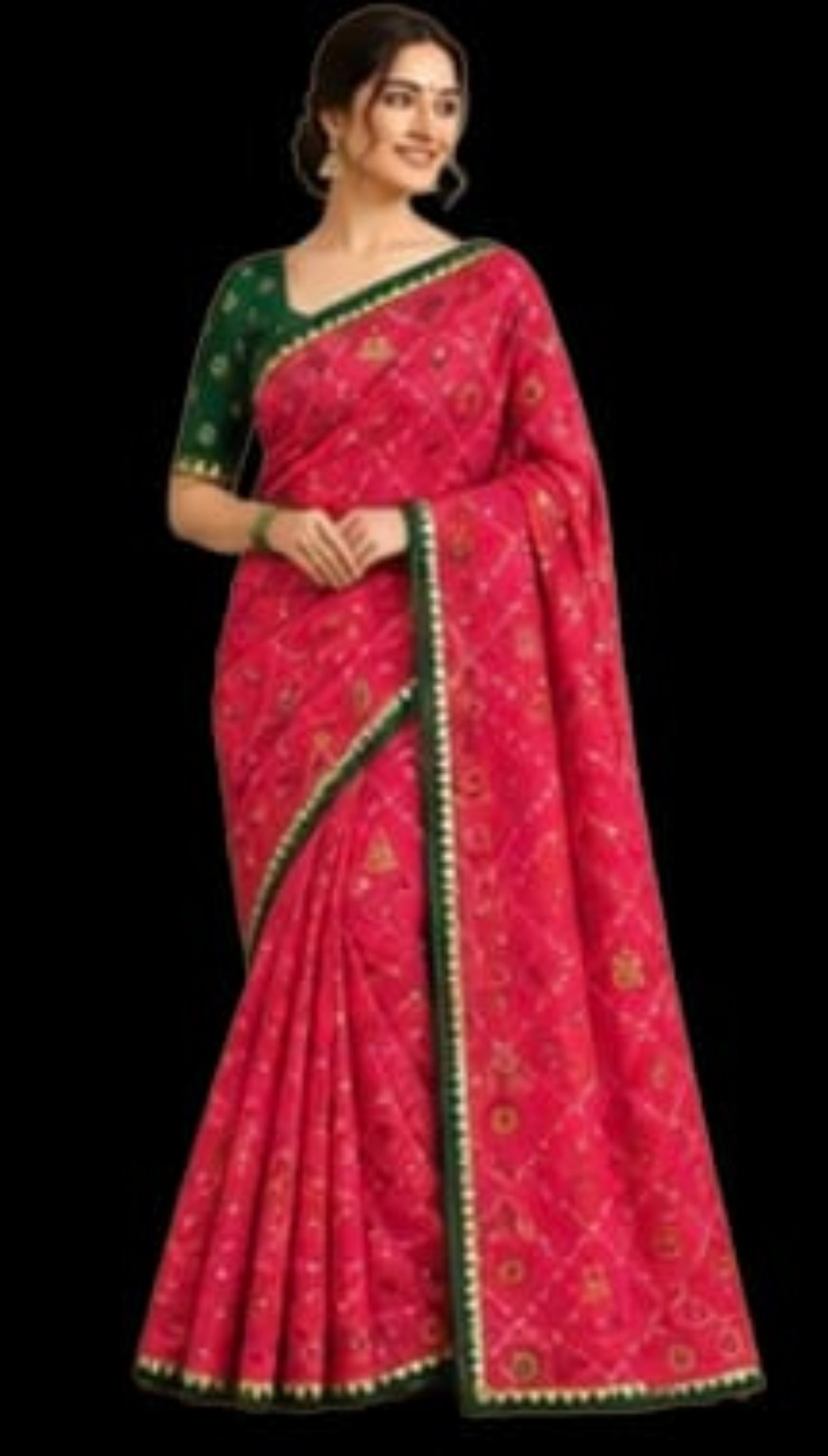 LABH SHREE pink printed saree with blouse